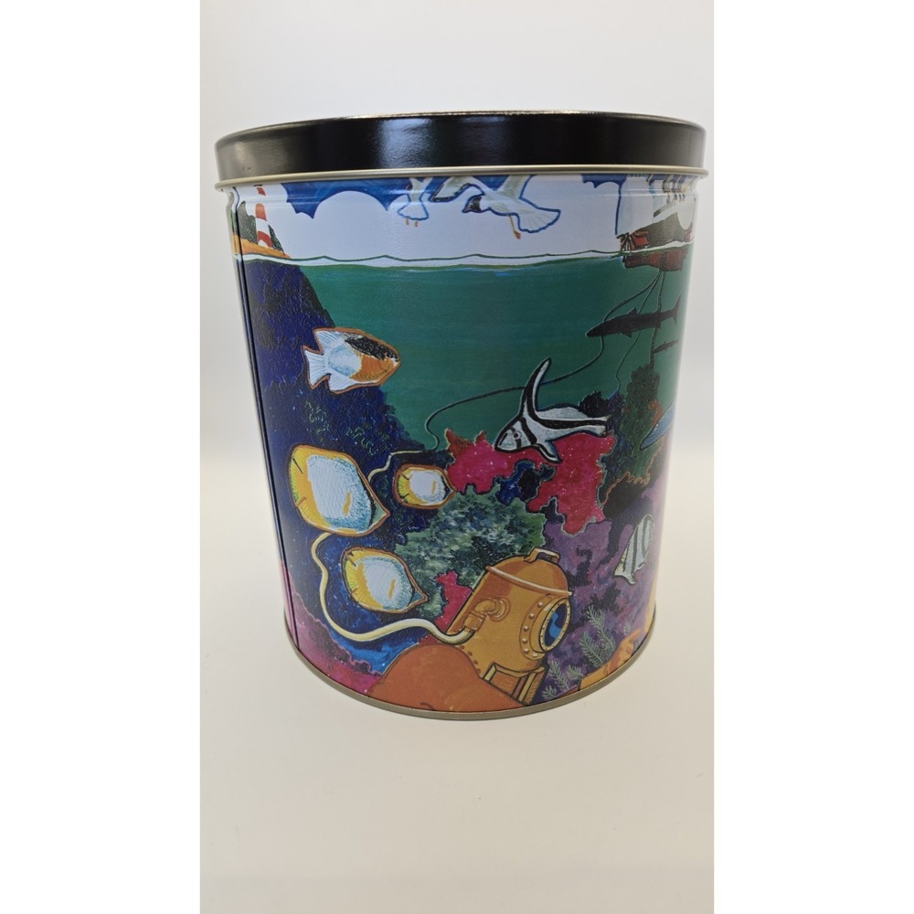 Vintage Under The Sea Popcorn Tin Trail's End Nautical Ocean Beach Decor Can - Picture 2 of 11